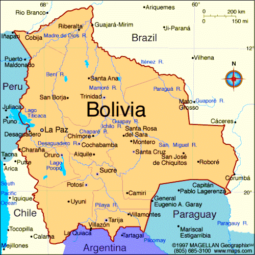 Bolivia Maps. Travel Map of Bolivia. Bolivian Geography. Facts about ...