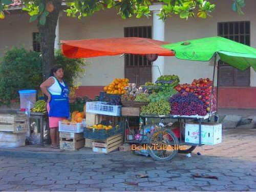 Selling fruit on the street corner in Trinidad